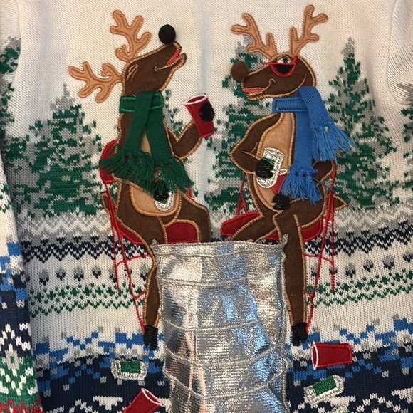 Holiday “ Ugly Sweater” with Drinking Reindeer - Picture 2 of 8